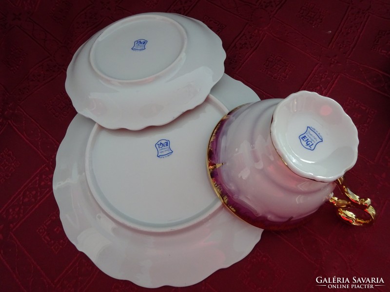 Eigl porcelain austria, teacup + placemat and cake plate. Frauenkirchen vanneki! Jókai.
