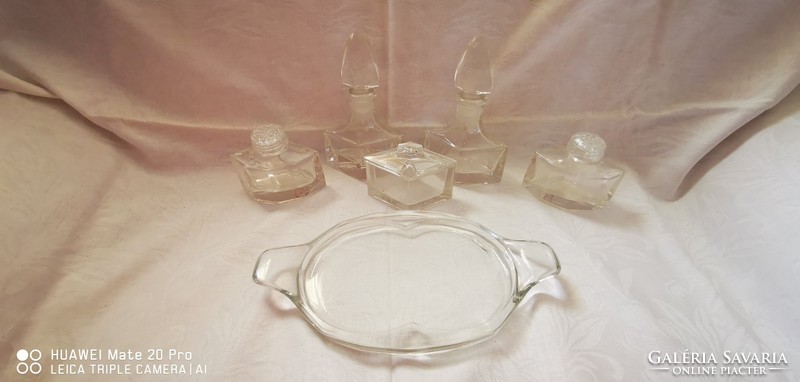 Gyűjtői antik üveg fűszertartó szett 6db-os hibátlan