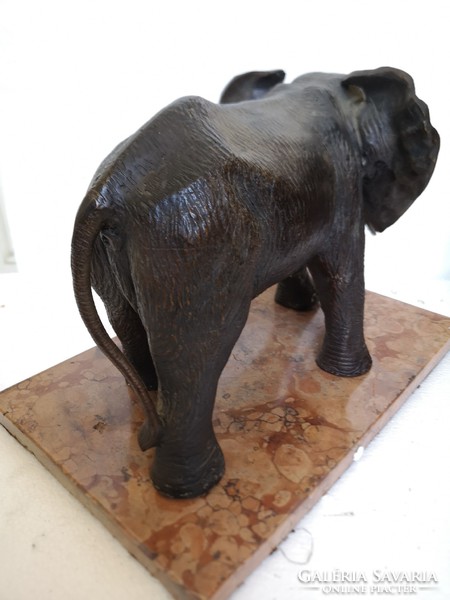 Antique elephant bronze figurine hunter Africa