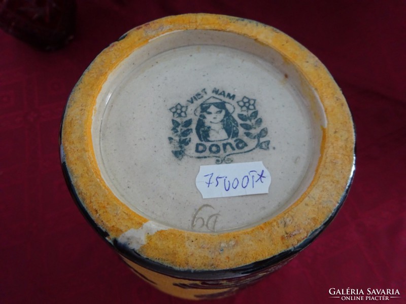 Vietnami porcelán váza, kézzel festett, magassága 28 cm, felső átmérője 9,5 cm. Vanneki!