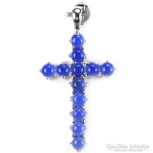 Genuine chalcedony cross with 925 silver medal