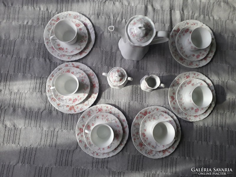 Vintage 6 személyes - HUTSCHENREUTHER Germany - porcelán teás - kávés reggeliző készlet