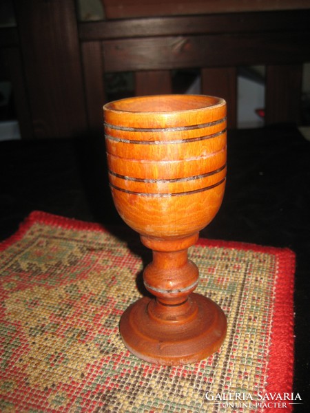 Turned wooden cup, made of beech, 60 x 130 mm
