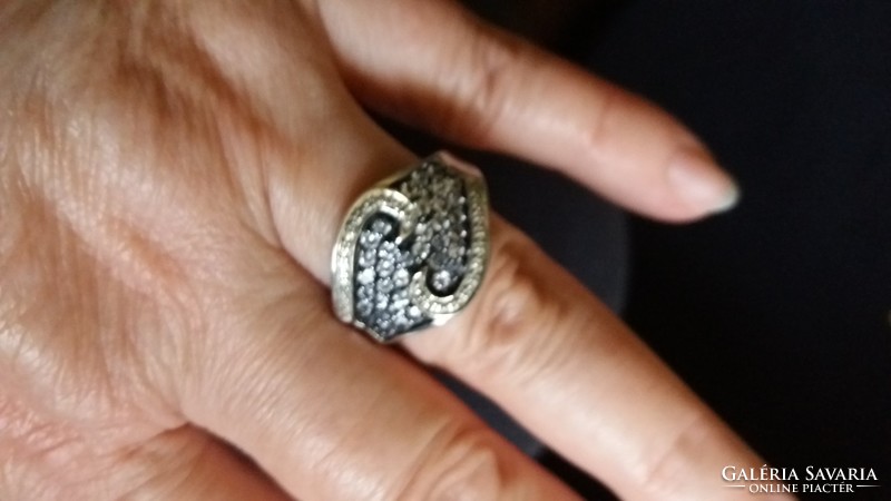 Tanzanit köves ezüst gyűrű 24 mm nagy méret