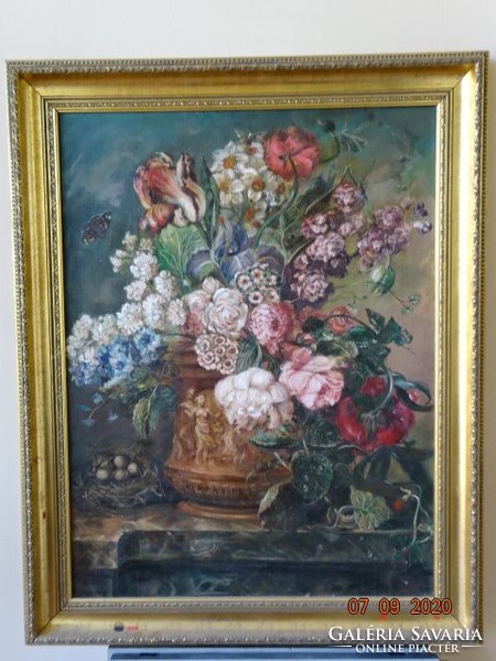Pfilf Éva - Csendélet. másolat  Mérete: 80 x 60 cm. Jacobus Linthorst  virágcsokor csendélet.Vanneki