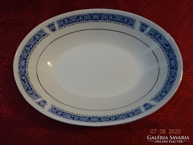 Kanehan Japanese porcelain oval garnish bowl, silver rim. He has!