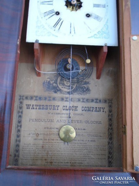 Waterbury falióra certificattel c. 1870 működik kulcs nincs kézzel festett üveggel 