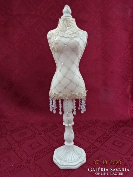 Jewelry holder - female body, beautiful pedestal, embroidered garment. Height: 30 cm. He has!