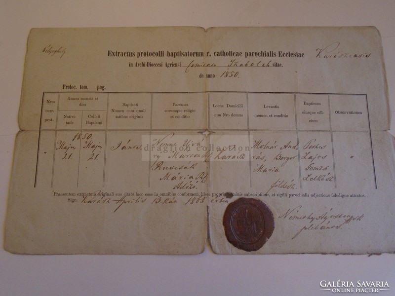 D172644 Régi irat Nyírkarász -Karász -Szabolcs vm 1850 János Ujváry -Némethy Ágoston 1868