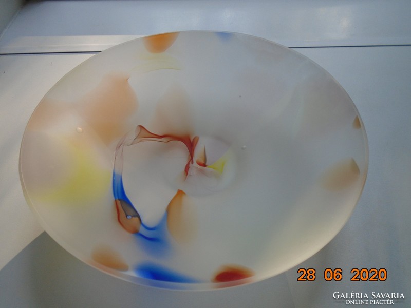 Artistic modern sand blown thick opal glass decorative bowl