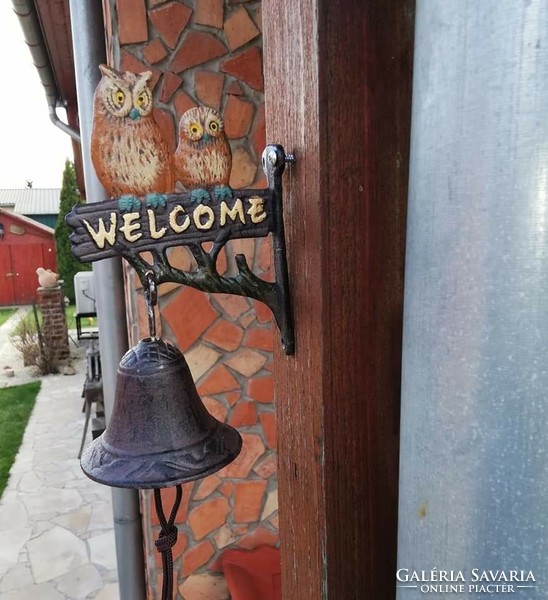 Cast iron owl welcome bell pigeon, bell owl