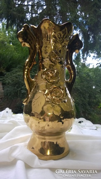 Spectacular large porcelain vase painted in gold 32 cm