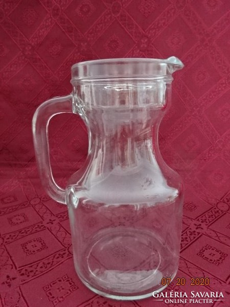 Italian liter glass jug, height 20 cm. He has! Jókai.