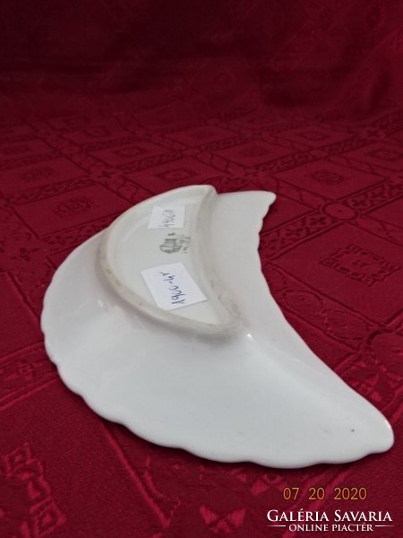 Zsolnay porcelán, antik, pajzspecsétes hold alakú tálka, hossza 17 cm.