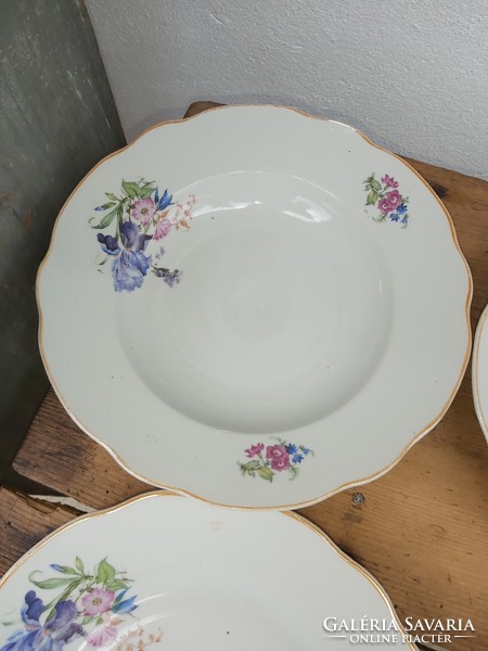 4 Zsolnay floral deep plates + 1 flat plate, nostalgia pieces