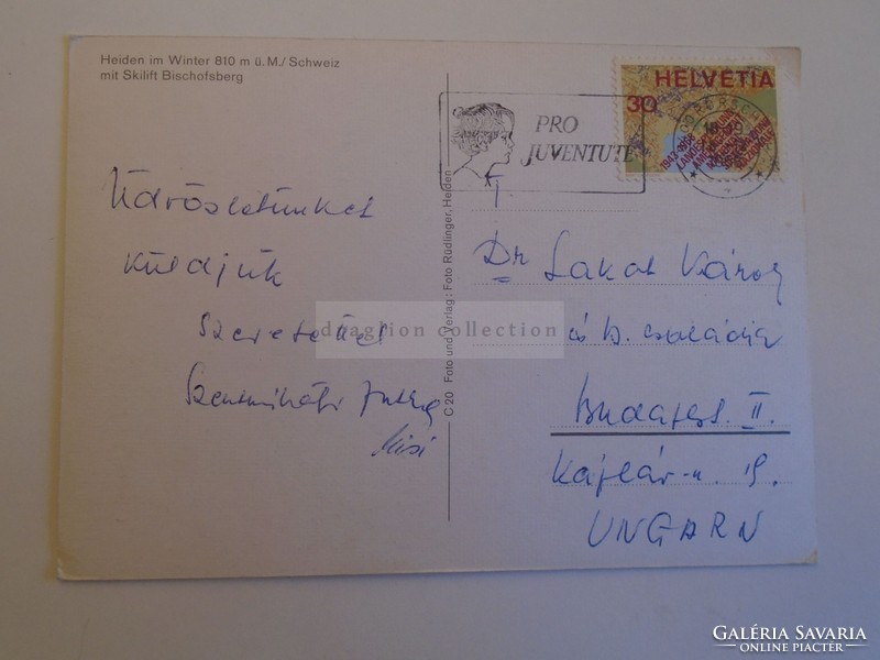 G029.90  Heiden -Svájc - aláírás Szentmihályi Jutka - Lakat Károly részére 1968