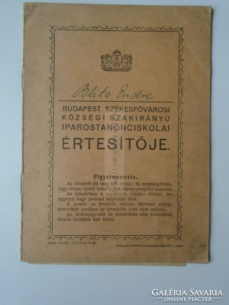 G029.95 Iparostanonciskolai Értesítő Budapest  Blitz Endre betűszedő  1941-44