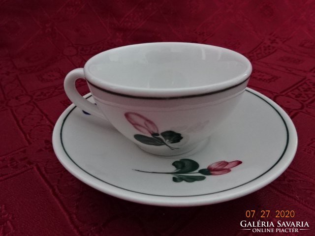 Lilien porcelain Austria, coffee cup + saucer, hand-painted with a rose pattern. He has!