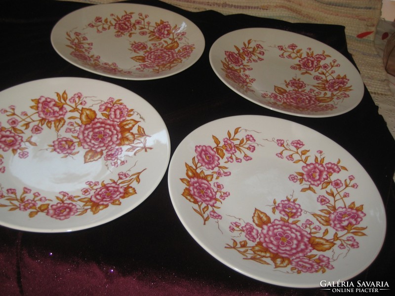 Zsolnay wall plate, beautiful flower pattern, green prerem 25 cm 4 pcs