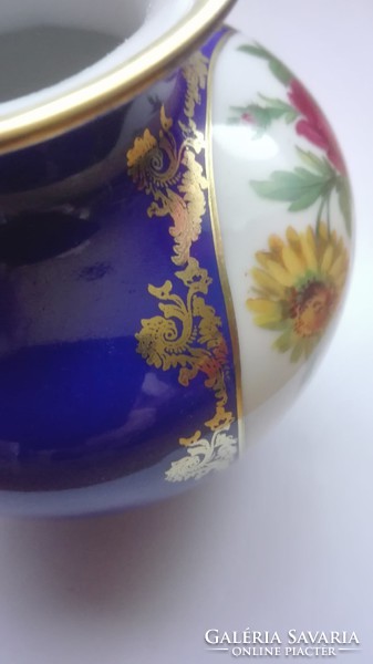 Zsolnay blue floral vase