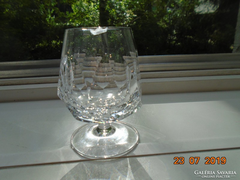 Antique Murano faceted polished polygonal crystal stemmed glass