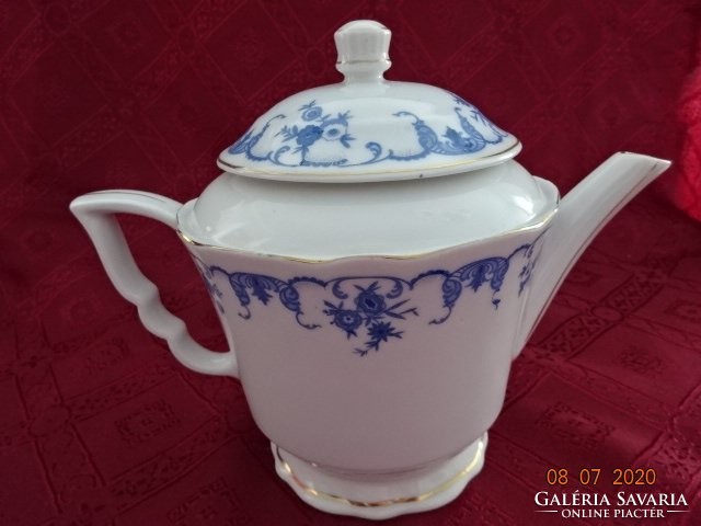 Zsolnay porcelán, antik, pajzspecsétes, manófüles  teáskanna, kék mintával. Vanneki!
