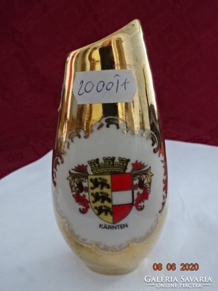 EIGL minőségi  porcelán Ausztria, aranyozott váza, karnteni emlék. Vanneki!