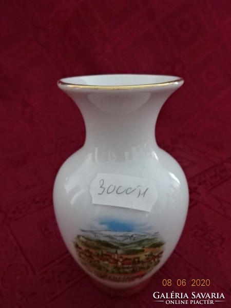 EIGL minőségi  porcelán Ausztria, aranyozott szélű váza, völkermarkti emlék. Vanneki!