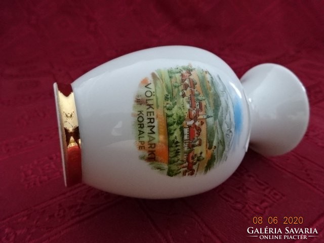 Eigl quality porcelain Austria, vase with gilded edges, Völkermarkt souvenir. He has!