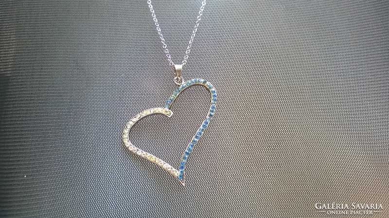 Beautiful silver heart with blue and white stones - appendix, pendant