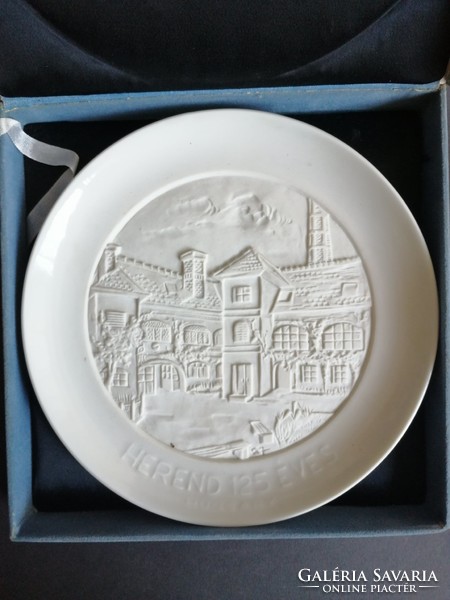 Herend 125 éves biszkvit porcelán emléktányér tányér eredeti dobozában - EP