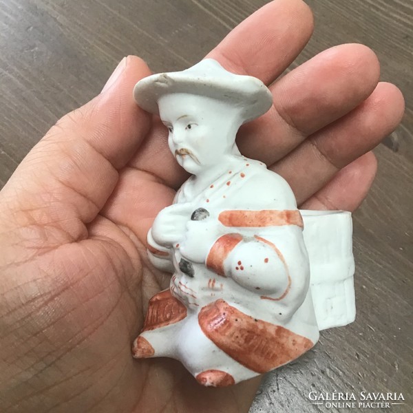 Antik kézzel festet Biszkvit porcelán tartó pici hibával