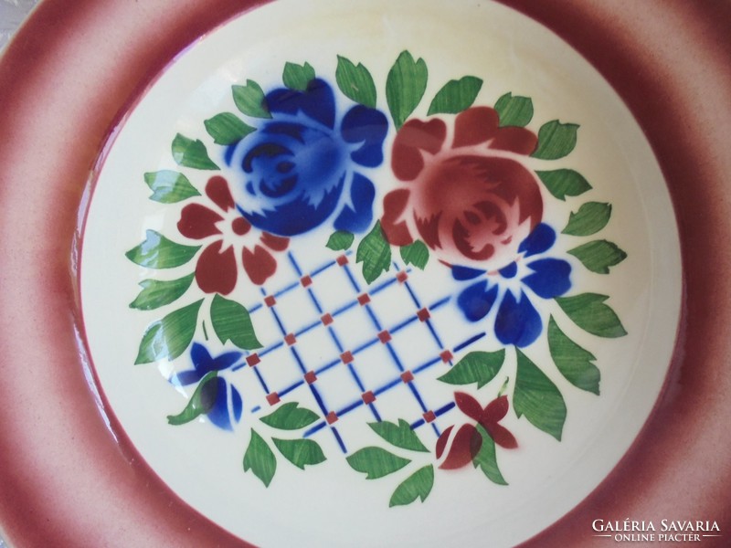Csehszlovák porcelán rózsás falitányér