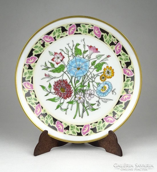 1B364 Régi virágdíszes jelzett Bavaria porcelán dísztányér 17 cm