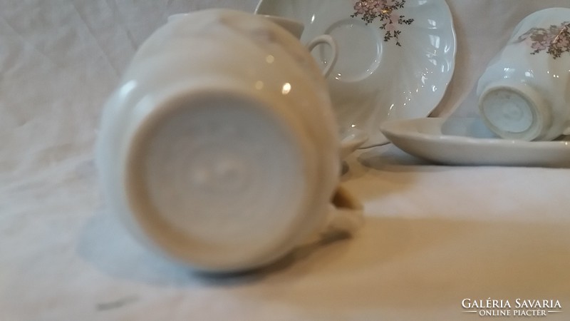 4 gilded floral Dresden porcelain coffee cups and saucers