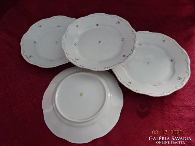 Zsolnay porcelán lapostányér, tollazott. Használt.  4 db együtt eladó Vanneki!