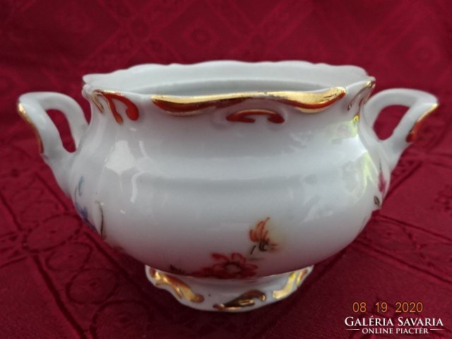 CLUJ porcelán cukortartó gyönyörű virágokkal. Arany szegéllyel. Vanneki!