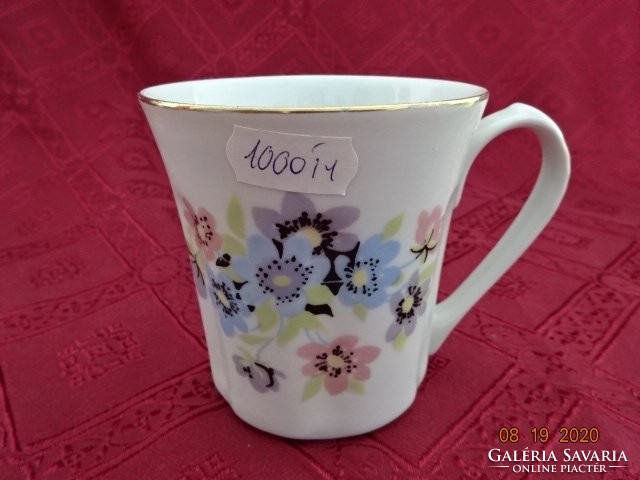 FIne porcelán pohár, tavaszi  virágokkal, átmérője 8,5 cm. Vanneki!