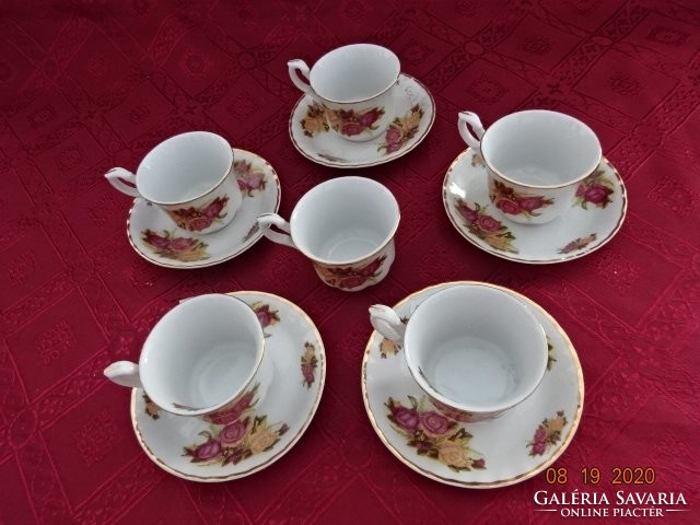 FIne porcelán rózsa mintás kávéscsésze + alátét.   db együtt eladó Vanneki!
