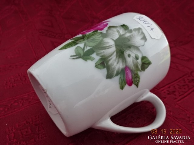Cluj porcelán pohár, ciklámen színű virággal. Vanneki!