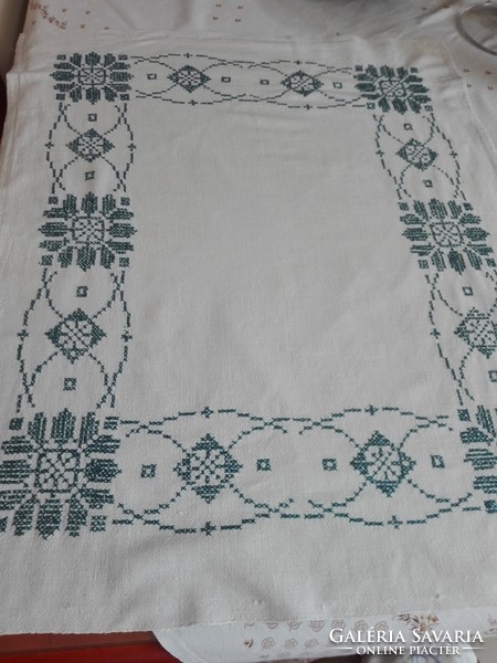 Antique, embroidered linen tablecloth, 62 x 74 cm