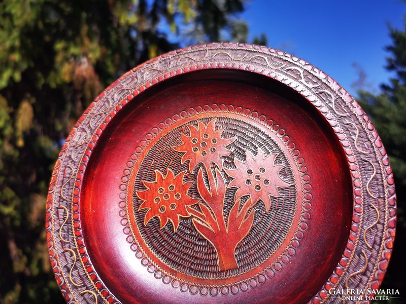 Folk art carved wooden bowl
