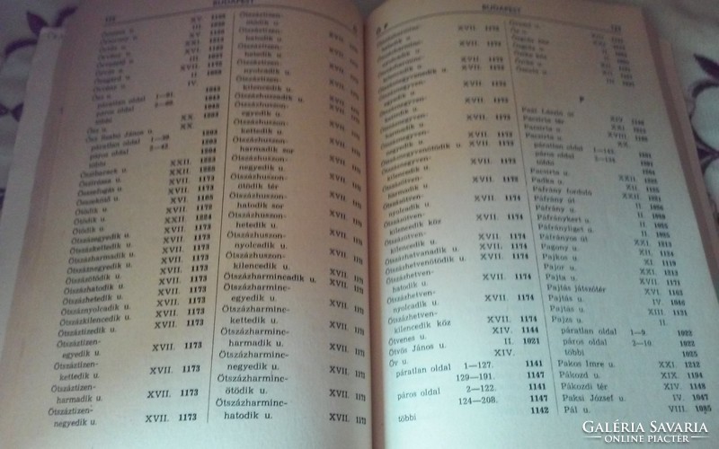 Directory of postcodes Hungarian Post (1980)
