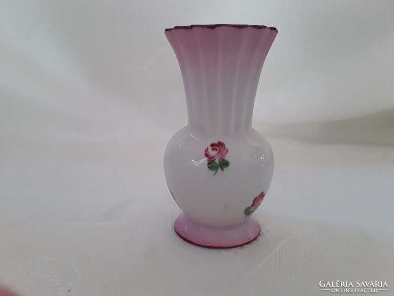 3661- Hand painted drascce rose small porcelain vase