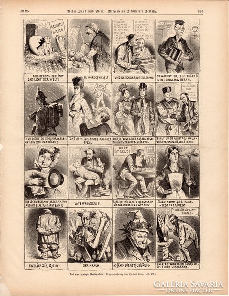 Szegény ember gyermeke, metszet (ek) 1875, eredeti, német, újság, fametszet, életképek, férfi, kép