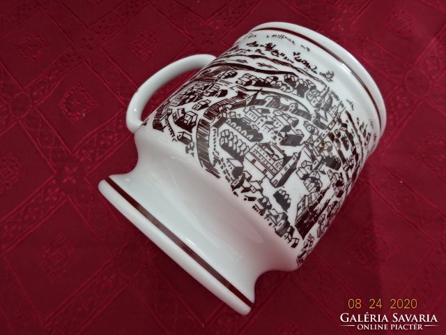 Hollóháza porcelain beer mug with Székesfehérvár inscription and view. There are good ones. !