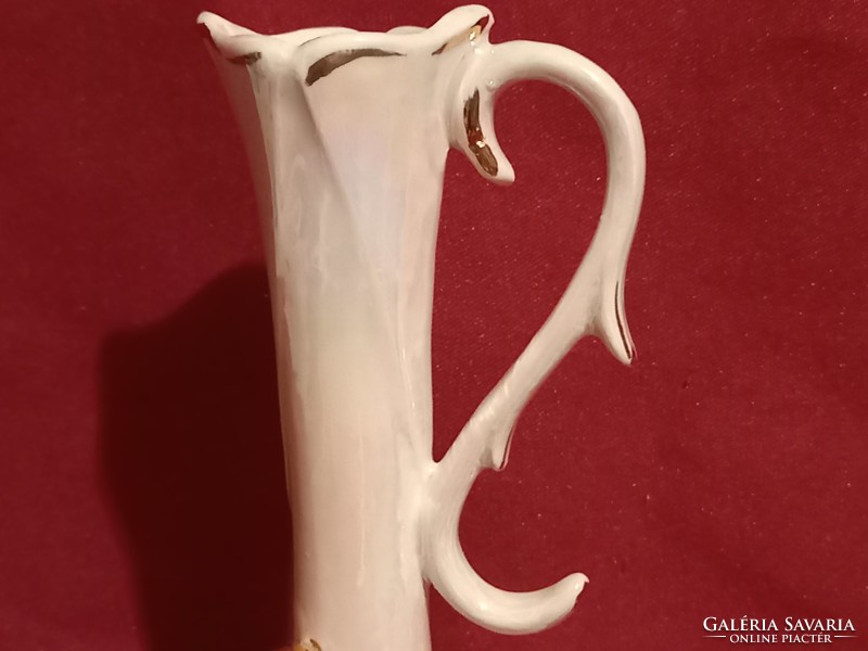 011. Eredeti Bassano olasz porcelán füles váza 19 cm kézzel készült csodás darab