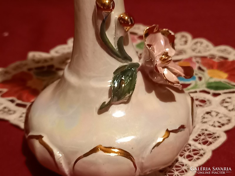 011. Original Bassano Italian porcelain vase with handles, 19 cm, a wonderful handmade piece