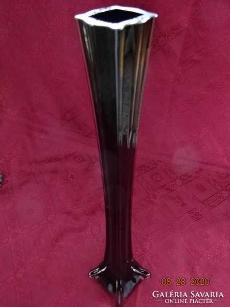Black glass vase, German height 40 cm. It is based on a square and has a diameter of 10.5 cm. He has! Jókai.