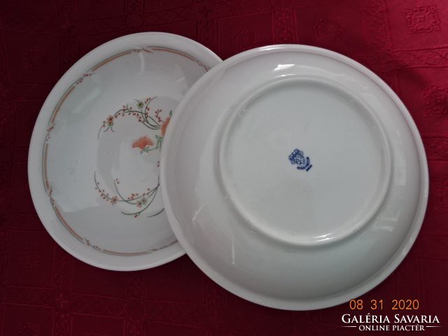 Alföldi porcelain deep plate, with a peach blossom/green pattern. He has!
